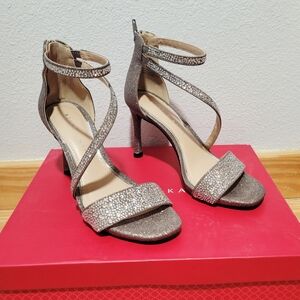 Women's Strappy‎ Glitter Sandal Heel Sz 6.5M  Evening Party Kelly & Katie Nielle
